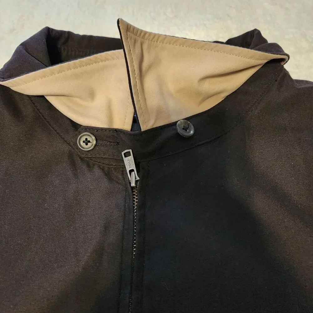 Vtg Polo Ralph Lauren Black Harrington Jacket Plaid Lined Zip Up Mens Sz 3XB Big